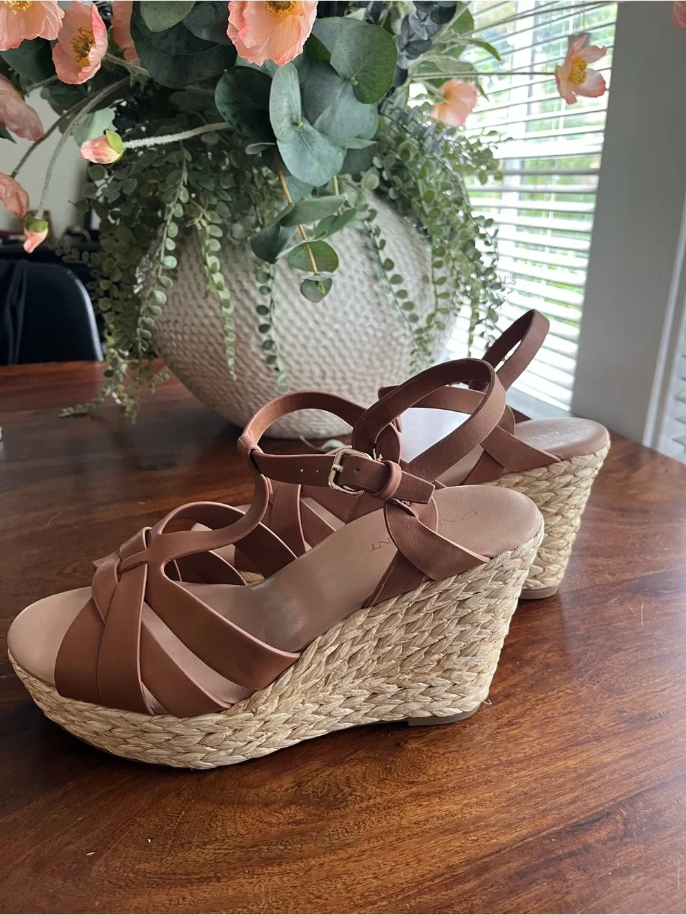 Lane Bryant Cognac Espadrille Wedge Sandals Size 10W Platform